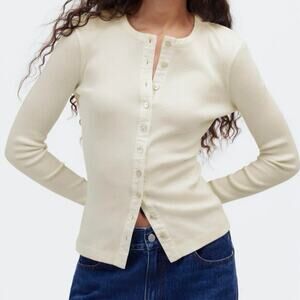 Madewell Garment Dyed Ribbed Cardigan Long Sleeve Tee Size XXS NWT